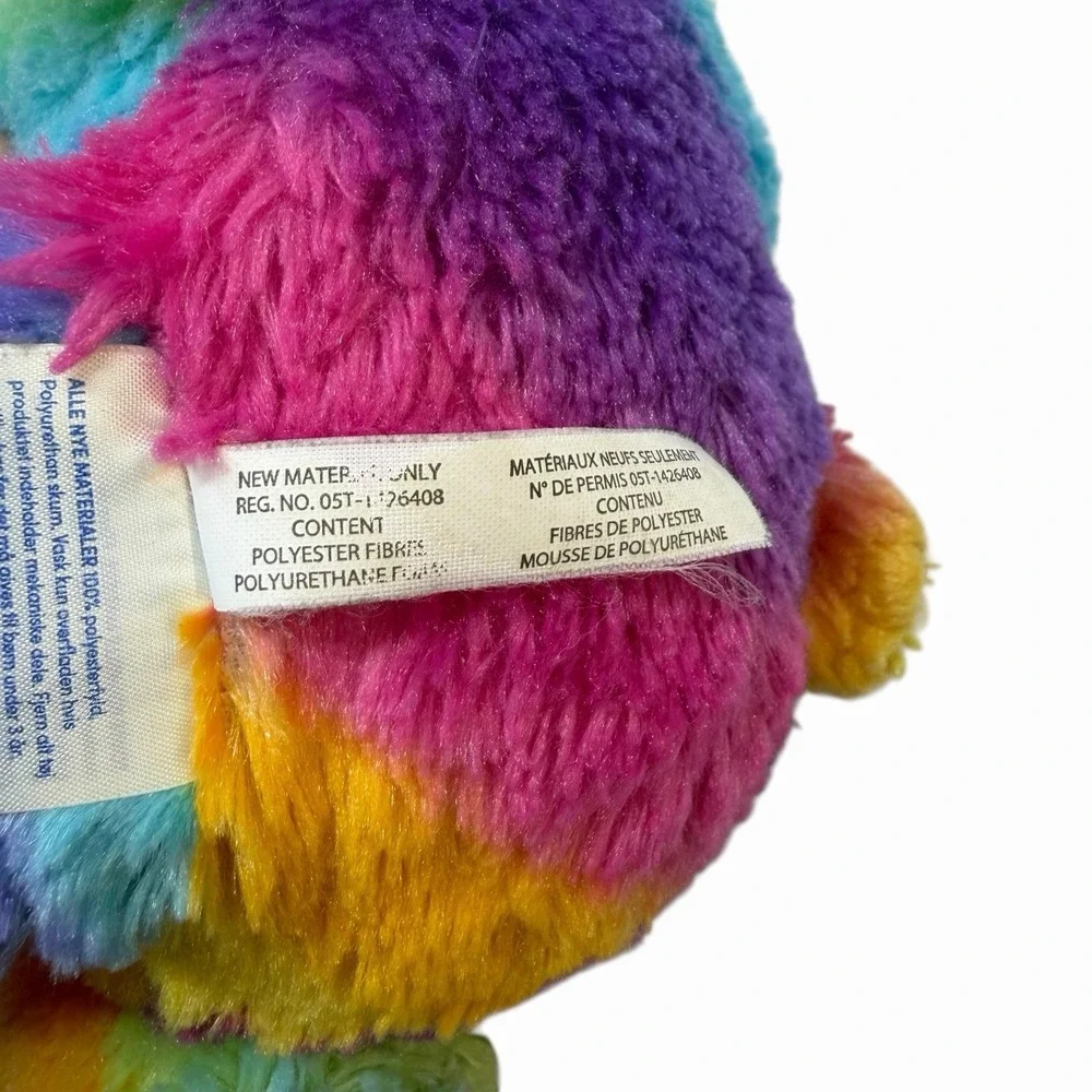 Build-A-Bear Workshop Rainbow Striped Teddy Bear Plush Blue Eyes Pink Nose